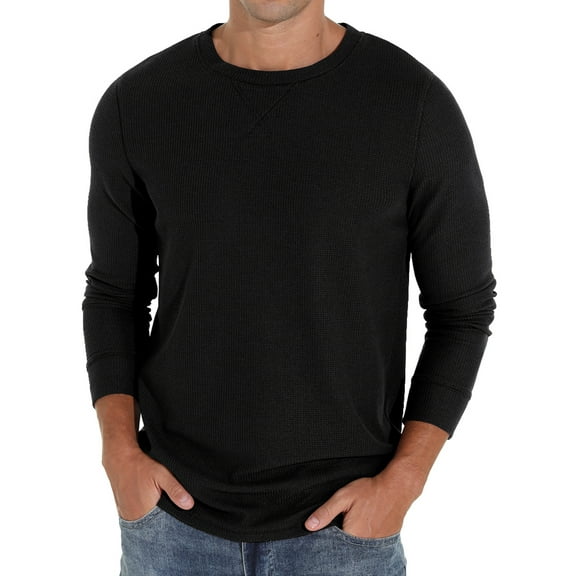 GIRUNS Mens Waffle Crew Neck Long Sleeve Pullover Shirts Casual Lightweight Fitted Basic T-Shirt