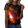 thumbnail image 1 of TINZ Titre : T-Shirt à Col Rond à Manches Courtes à Imprimé Galaxie pour Femmes T-Shirt Rayé pour Femmes Chandails d'Entraînement pour Femmes Chandails Unis Simples Femmes, 1 of 4