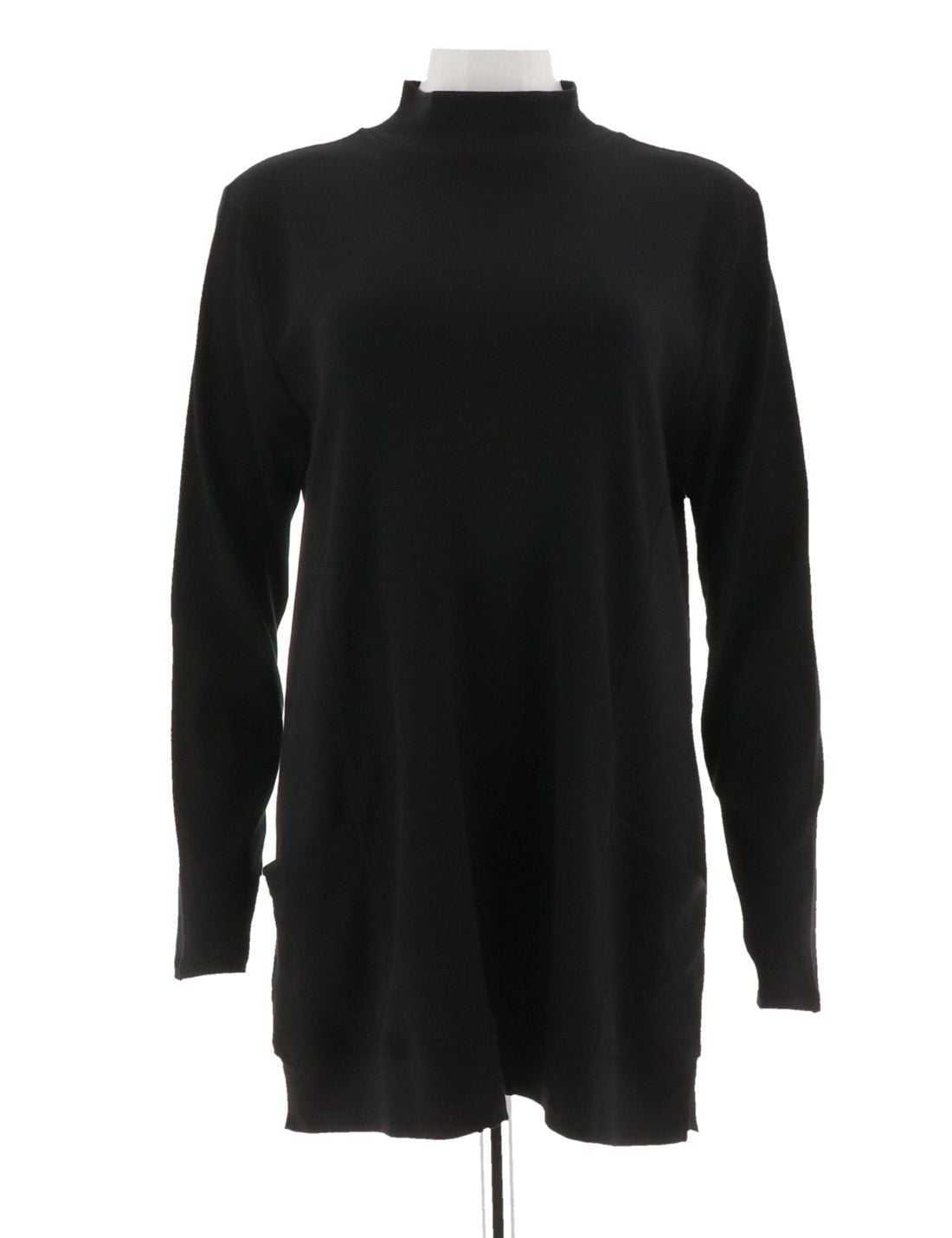 Denim Co Essentials Mock Neck Knit Tunic Pockets Hunter Green 1X NEW A298115