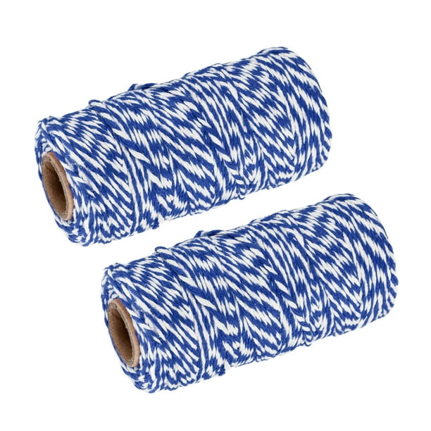 Twine Packing String Wrapping Cotton Twine 100M Dark Blue and White Rope  for Gift Wrapping Twine, Pack of 2 