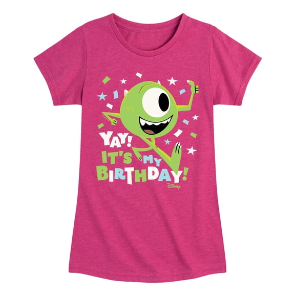 Disney Monsters Inc - Mike Yay It's My Birthday - Toddler & Youth Girls Short Sleeve Graphic T-Shirt
