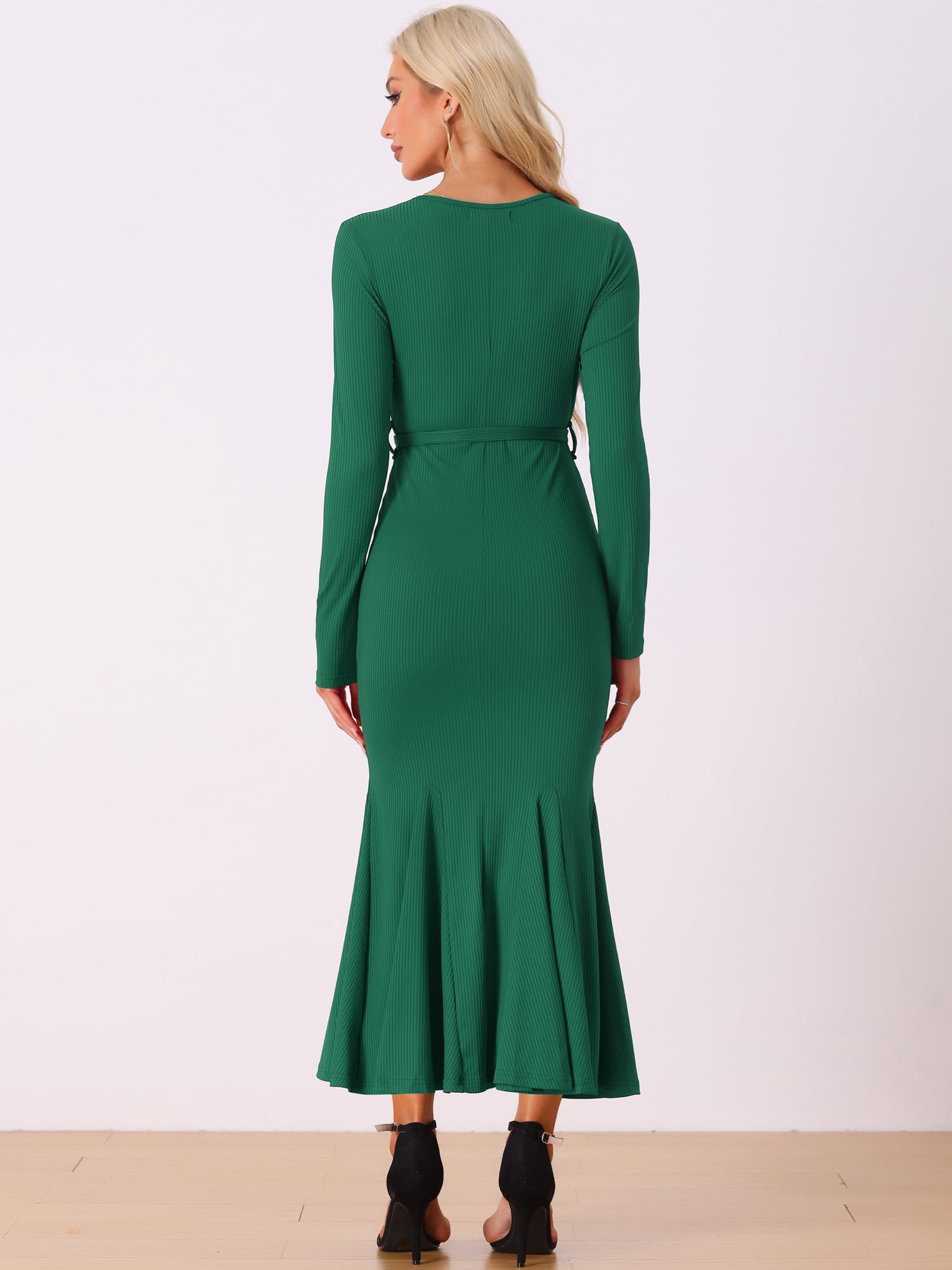 DARING DIVA Sweater Ribbed Knit Bodycon Long Maxi Fishtail Dress XL Green