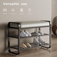 thumbnail image 4 of Banco de entrada con almacenamiento de zapatos, moderno banco de zapatero con asiento acolchado y 3 niveles para entrada, pasillo, puerta delantera, 4 of 4