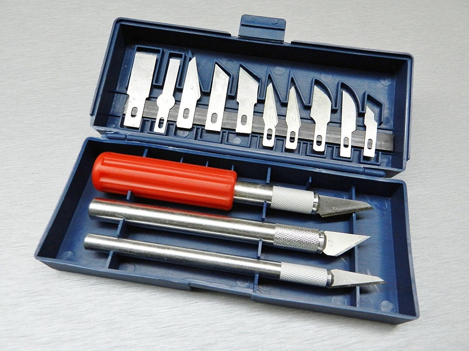 16 PC HOBBY KNIFE SET ARTS & CRAFT KIT - CUT & TRIM 3-HANDLES & 13