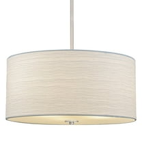 Kira Home Pearl 18" Drum Pendant Chandelier, White Textured Shade, Glass Diffuser, Adjustable Height, LED Compatible