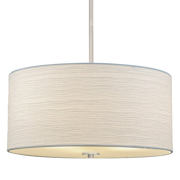 Kira Home Pearl 18" Drum Pendant Chandelier, White Textured Shade, Glass Diffuser, Adjustable Height, LED Compatible