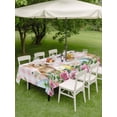 thumbnail image 3 of Easter Outdoor Tablecloth - 54x80 Inch Rectangle Dining Table Cover, Spring Watercolor Bunny Eggs Flower Leaf Pink Plaid Waterproof Outdoor Table Cloth with Umbrella Hole & Zipper for Picnic/Patio, 3 of 7