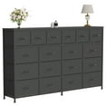 thumbnail image 1 of Commode de 63 Pieds' L avec 18 Tiroirs en Tissu, Commode pour Chambre avec Station de Recharge, Noir, 1 of 8
