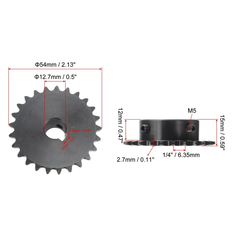 Uxcell 25 Teeth Sprocket 1/4