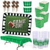 Football Field Design Game Day Tailgate Party 95pc Serveware Set w Cups Tablecover