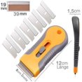 thumbnail image 3 of Juego de espátula de vidrio pequeña retráctil con mango de plástico naranja, herramientas de suministros de hardware, 10 cuchillas JM, 3 of 5