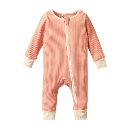 

QIPOPIQ Rompers for Baby Girls Clearance Newborn Baby Boys Girls Zipper Long Sleeve Knitted Romper Jumpsuit Outfits