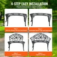 thumbnail image 5 of KFFKFF Outdoor Metal Bench, 38.8-Inch Garden Seating with Backrest and Armrests, Supports Up to 480 lbs, Ideal for Patio, Yard, Park, or Front Porch, 5 of 9