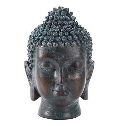 6 Tall Meditating Buddha Bust Head Statue in Elegant Black with Brushed Bronze Finish Premium statue made of Marble Stone