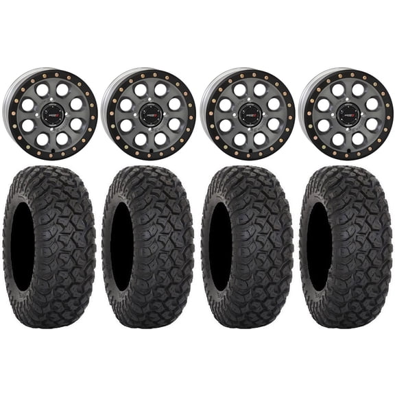 System 3 SB-7 15" Wheels Titanium (4 3) 35" RT320 Tires Polaris RZR XP 1000 / PRO XP / Ranger XP 900/1000