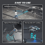 E99 PRO‑MAX Foldable RC Drone with 4K Dual Camera, Brushless Motor, 2 Batteries & Storage Bag, FCC Certified