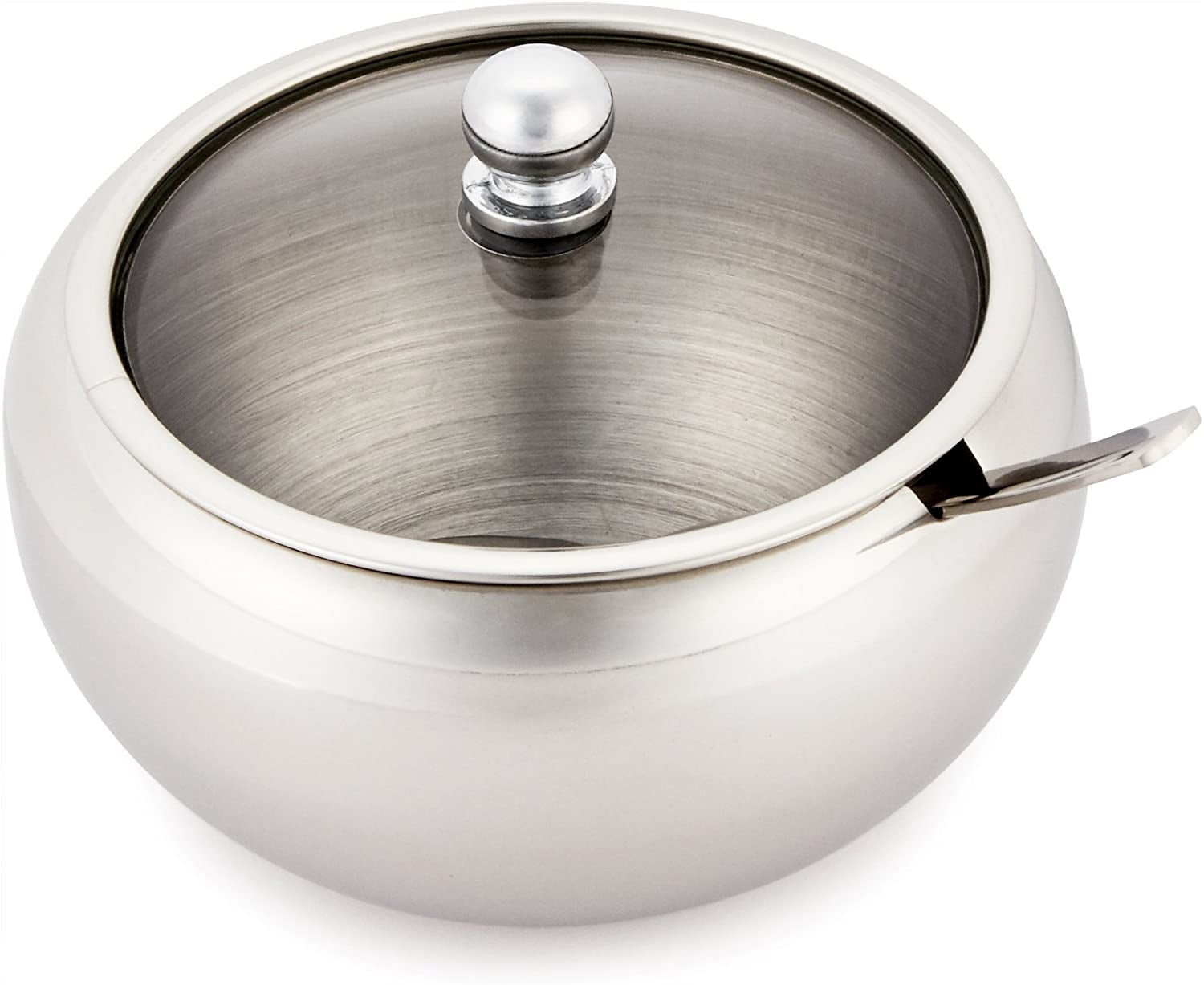 Large Sugar Bowl Glass with Clear Lid and Spoon - Holds 2 cups of Sugar (16.9oz)