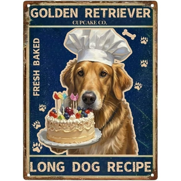 Vintage Metal Sign Aluminum Sign 8x12 inch Golden Retriever Brewing Tin Sign Retro Wall Decor for Home, Cafe, and Garden for Home Decor