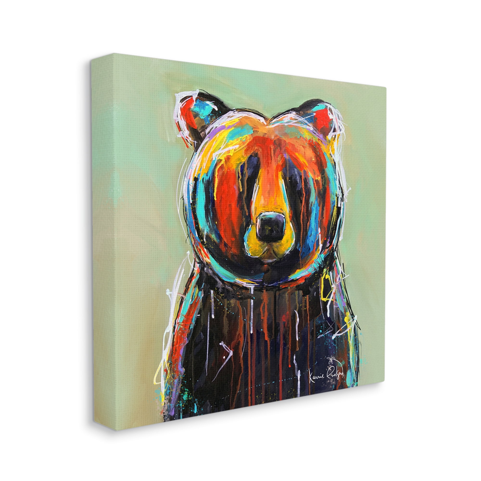 Stupell Abstract Urban Bear Graffiti Animals & Insects Painting Gallery Wrapped Canvas Print Wall Art