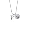 thumbnail image 2 of Delight Jewelry Black Nickeltone Crystal Initial - Y - Beaded Border - Silvertone Script Initial Disc - & - Charm Necklace, 20"+3", 2 of 4