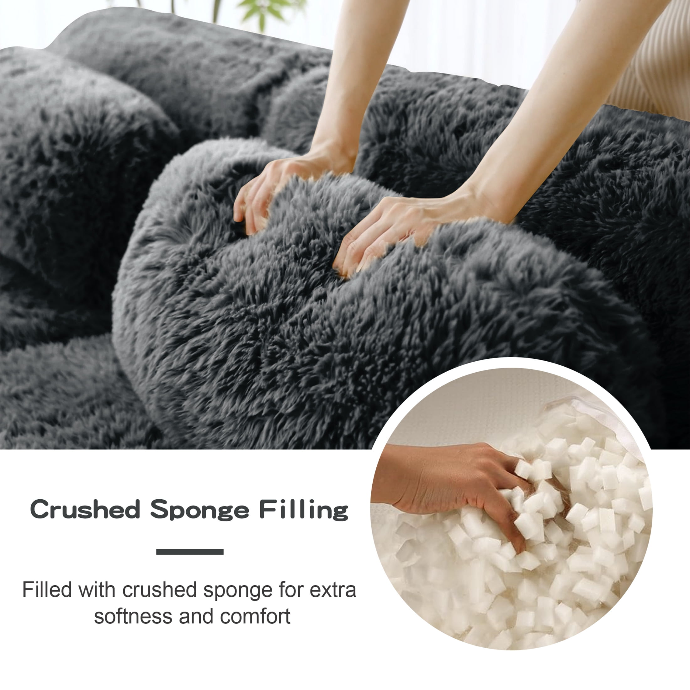 Vinform 149" Sectional Couch, U-Shaped Sofa with 2 Ottomans for Living Room, 4-Seat, Plush, Gray(No Assembly Required)