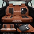 thumbnail image 6 of FLORICH Universal Fit Full Set Car Seat Cover for Most Cars Trucks SUV, Comfortable Luxury Leather Automotive Seat Covers - Breathable Waterproof, Brown & Black, 6 of 8