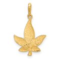 thumbnail image 3 of 14k Yellow Gold Diamond-Cut Solid Casted Textured Back Polished Finish Leaf Charm Pendant, 3 of 4