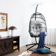 thumbnail image 3 of Gymax Swing Egg Chair Hanging Basket Chair w/Stand Waterproof Cover & Cushion Grey, 3 of 10