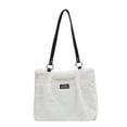 thumbnail image 1 of SHUWND Vintage Solid Color Plush Shoulder Bag Women Winter Large Handbag (White), 1 of 9