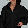 thumbnail image 4 of Sudadera de Lana Con Cremallera para Mujer, Sudadera Recortada Informal de manga Larga Con Cuello Levantado y Cordón de color Puro, Cintura Elérica, 4 of 5