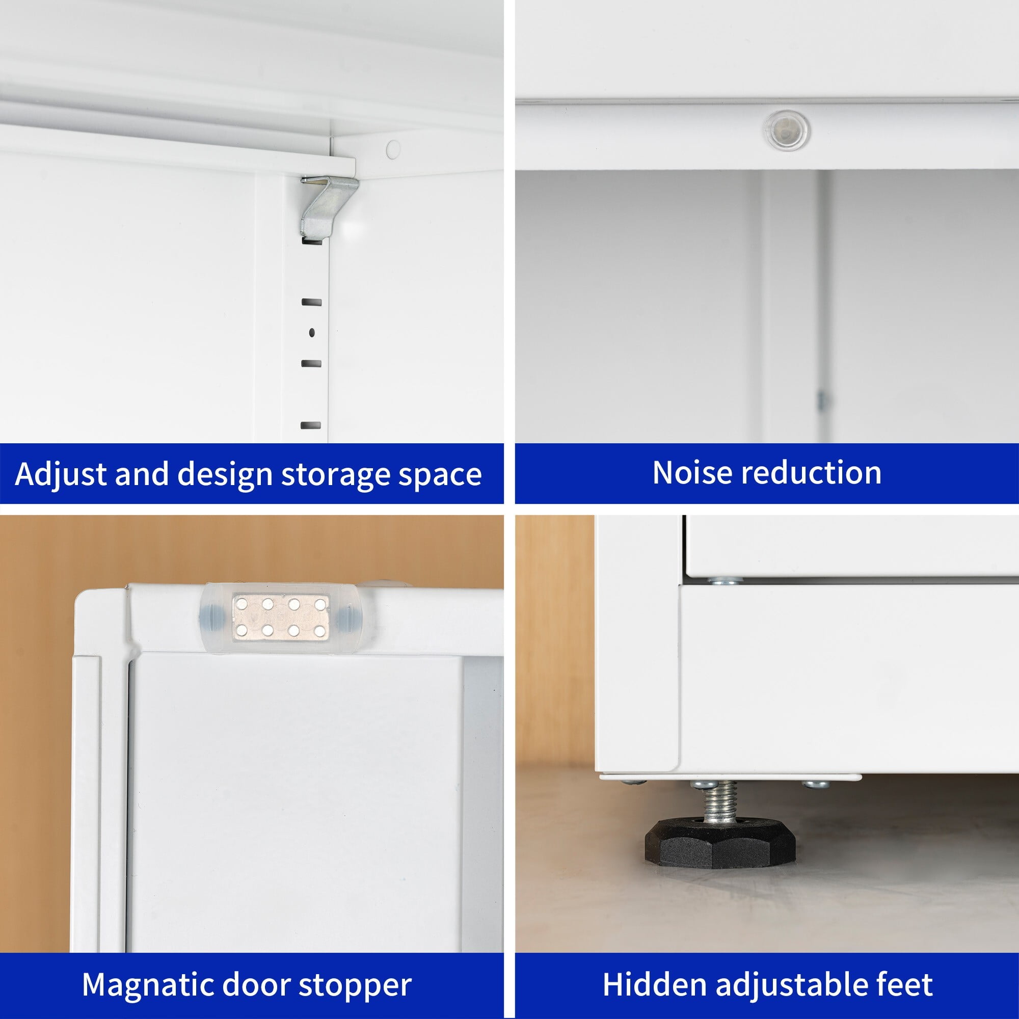AENKYO 68.9" Heavy Duty Metal Storage Cabinet with Adjustable Shelves & Lock, Steel Locker for Home and Office, White
