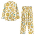 thumbnail image 3 of DISNIMO 2 Piece Women Pajama Set Lemon Print Long Sleeve Sleepwear with Long Pajama Pant Button Up Nightwear with Pockets V Neck Loungewear, Available in Plus Size, XL, 3 of 7
