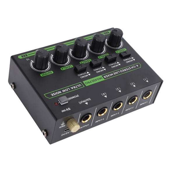 Mezclador De Sonido Estéreo, Divisor De Auriculares Estéreo De 4 Canales, Luz RGB De Bajo Ruido, Mezclador De Sonido Con Controlador De DJ Portátil, Para Teclados,