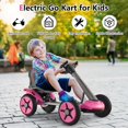 thumbnail image 2 of OLAKIDS Go Kart for Kids, 12V Battery Ride On Car with Adjustable Seat and Steering Wheel, Folding Wheel, Detachable Cup Holder, LED Light, Electric Go Cart for Ages 2-5 Years (Pink), 2 of 9