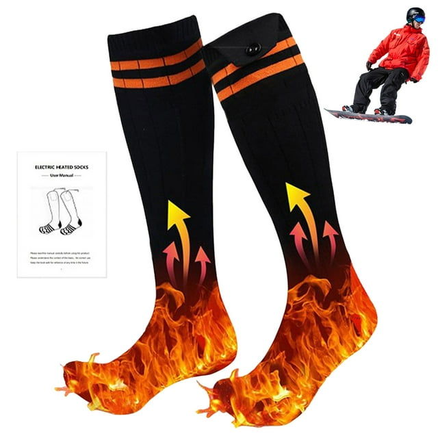LAMDAWE Chaussettes Chauffantes pour Hommes Femmes, avec 4 Niveaux de Chauffage, Chaussettes Électriques Réchauffantes d'Hiver avec Contrôle par Application, Chaussettes Thermiques Rechargeables Lavables pour Ski Camping Randonnée Cyclisme Travail Extérieur
