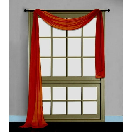 1 PC SOLID BRICK SCARF VALANCE SOFT SHEER VOILE WINDOW PANEL CURTAIN 216