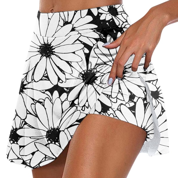 Gibobby faldas largas de entrenamiento informal diario para mujer Tenis Yoga Deporte Falda Pantalones cortos Falda(Blanco, M)
