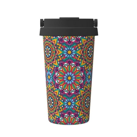 

KLL Mandala Pattern Stainless Steel Vacuum Insulated Tumbler - Carry Insulated Coffee Mug - Reusable Insulated Cold Brew Iced Coffee Cup Thermos