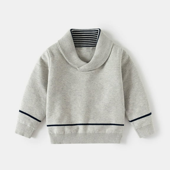 GBSYEWXS Casual Sweater For Boys Kids Size 6-7 Years Soft Solid Color Collared Pullover Sweater Child