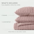 thumbnail image 2 of Noble Linens 3 Piece Seersucker Textured All Season Down-Alternative Comforter Set, Rose, Full/Queen, 2 of 15