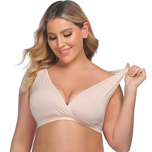 Ekouaer 2 Pack Nursing Sleep Bra Breastfeeding Bras Wireless Maternity Wide Band Shoulder Straps Bra