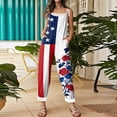 thumbnail image 5 of JULMCOMO American Flag Jumpsuits for Women 1776 Plus Size Cotton Linen Sleeveless Patriotic Overalls Spaghetti Straps Independence Day Wide Leg 4th of July Outfits with Pockets Red S, 5 of 5