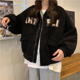 thumbnail image 5 of -chaquetas de pana para mujer, ropa de calle Harajuku con cremallera de gran tamaño, estilo japonés, americano, Vintage, 5 of 5