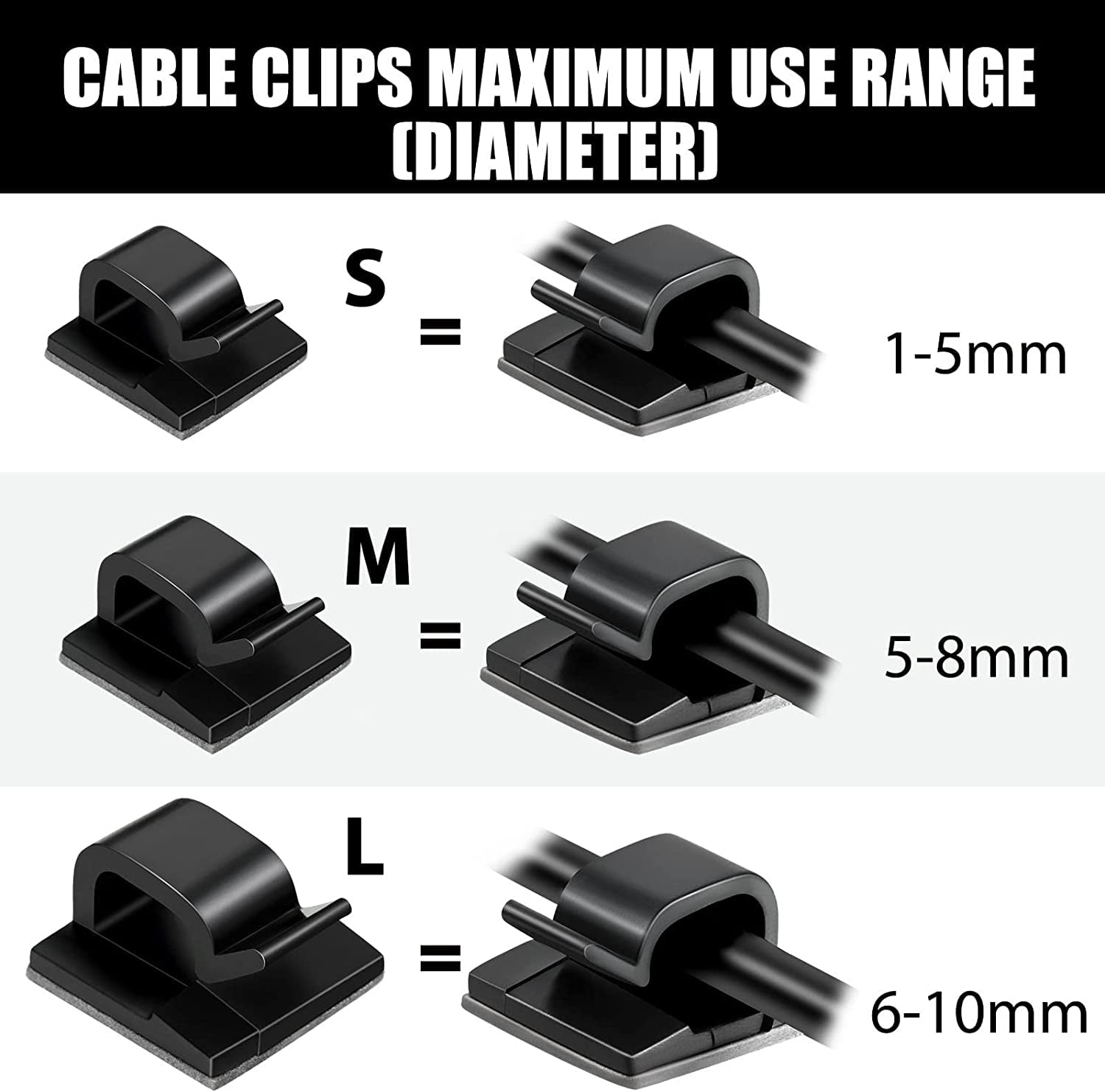 Pack of 100 Black Mini Cable Clips for Outdoor Use Cable Clips  Self-Adhesive Cable Clip with Adhesive Tapes Light Decoration Clips Hooks  Wire Holder for Outdoor Fairy Lights : : DIY 