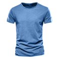 thumbnail image 4 of BADHUB Men's 3Pcs Cotton T Shirts Causal Short Sleeve Crew Neck Slim Fit Tee Shirt Lightweight Breathable Basic Tops Blue XL, 4 of 7