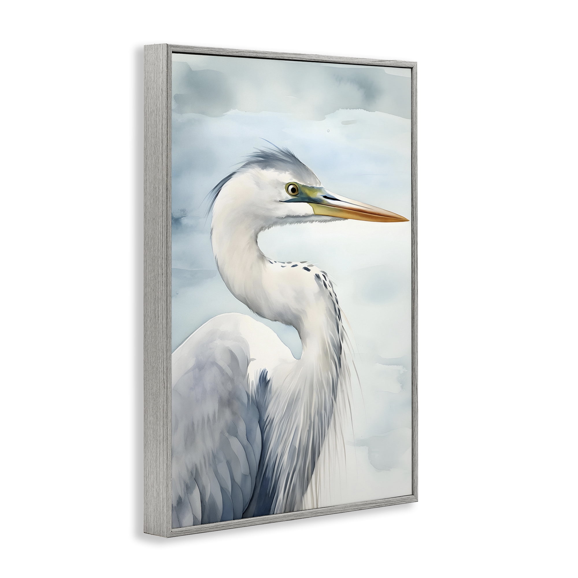 Stupell Industries Serene Beach Bird Animals & Insects Painting Gray Framed Art Print Wall Art, 12 x 18