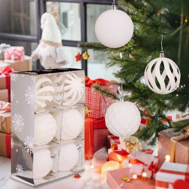 Christmas Decorations 6 Piece Flocked Christmas Balls Christmas Decoration SetMultiple Styles Of Christmas Tree Decorations Can Also Be Used For Other Party