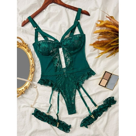 Generic Sexy See-through Sexy Lingerie Women s Suit Pure Desire Lace Corset Sexy Sleeveless Jumpsuit