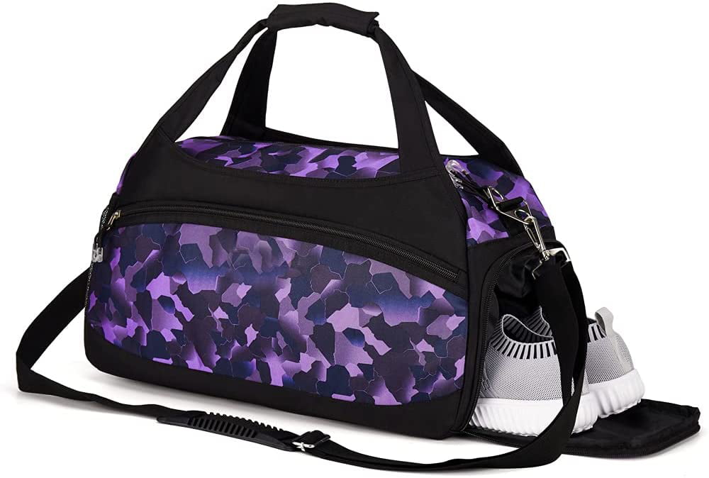 purple Kuston Sports Gym Bags with Wet Pocket and Shoes Compartment Travel Duffel Bag for Men&Women 