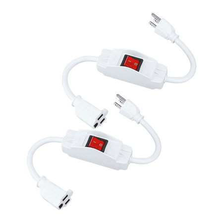 

3 Prong Extension Cord with On/Off Switch 1875W Switchable Cord 14AWG 1.47Ft Indoor Extension Cord US Plug 2 Pcs